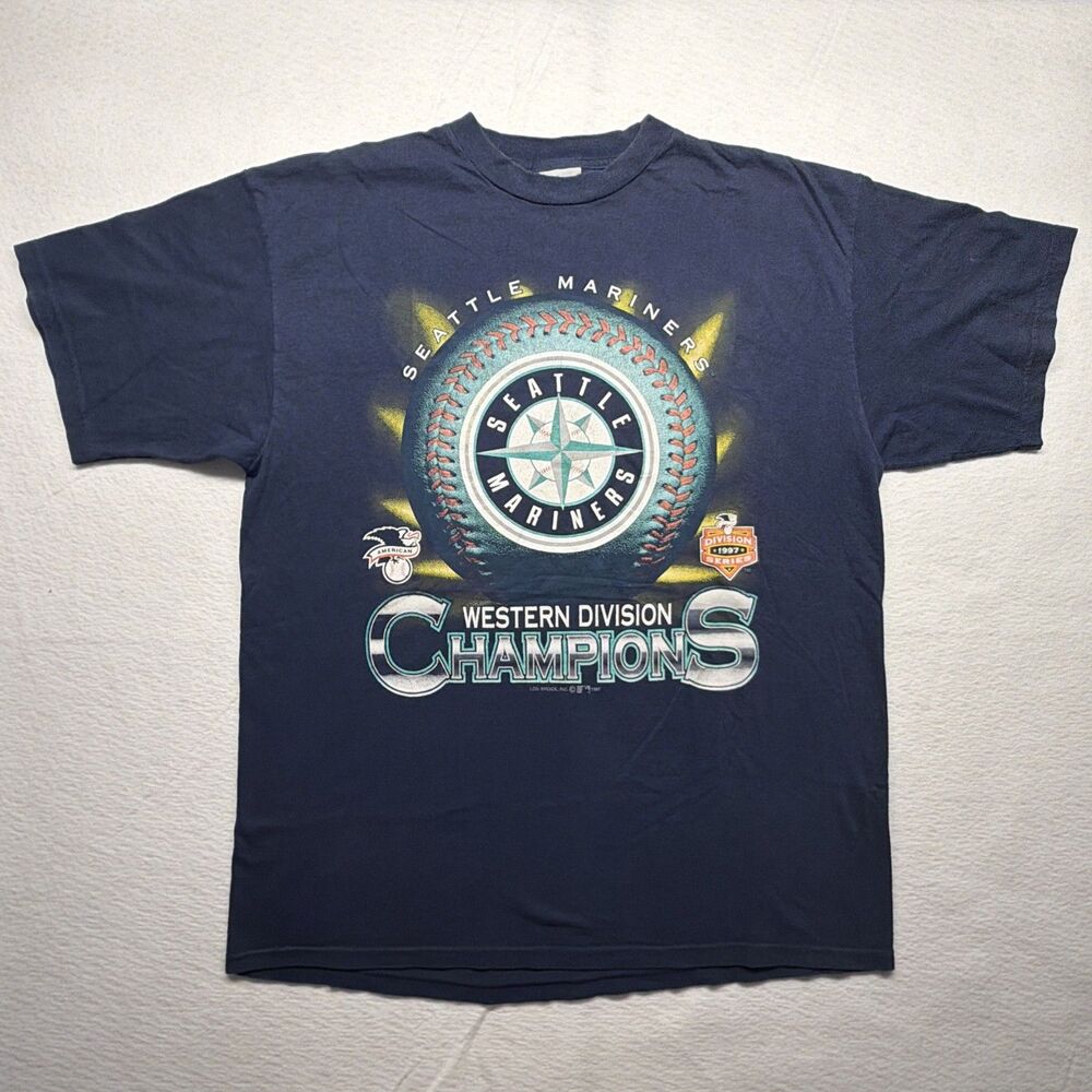 Vintage 90s Tultex Seattle Mariners 1997 Western Division Champions T-Shirt - XL